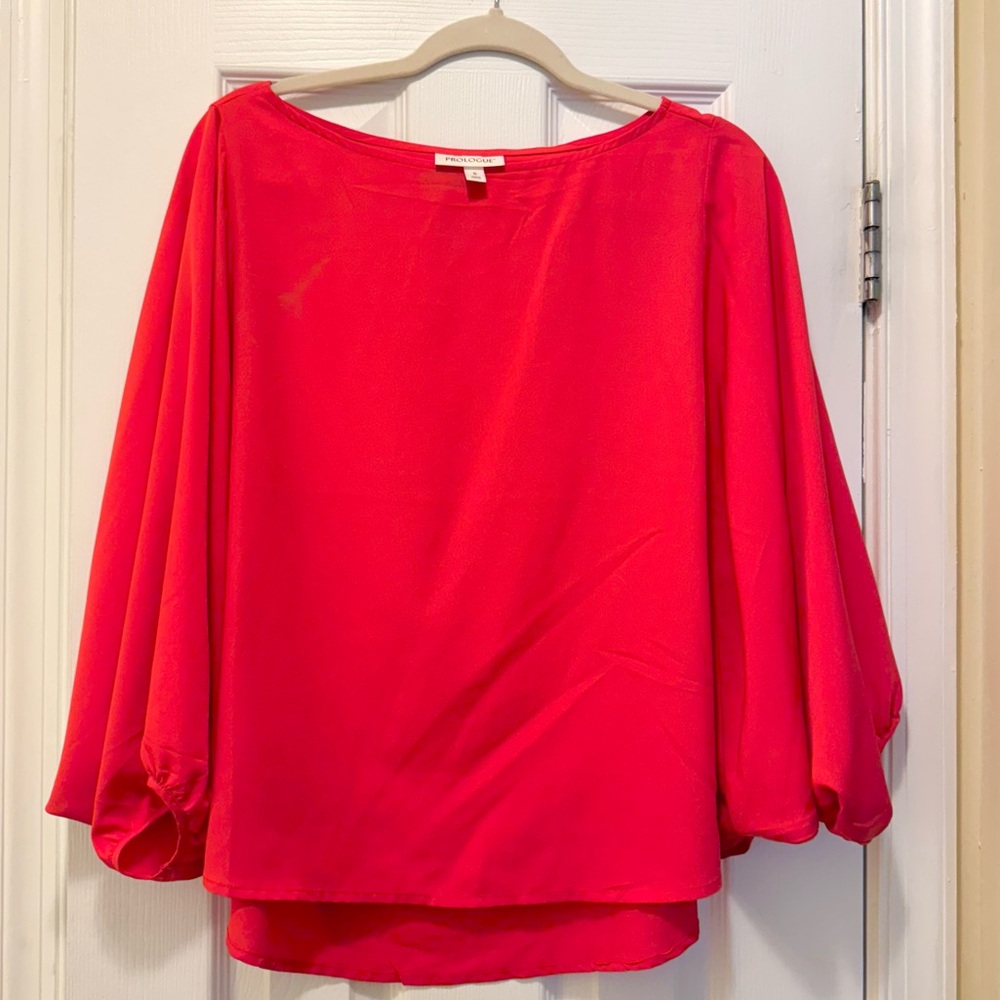 Pink batwing business casual blouse